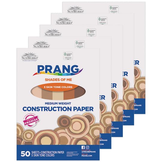 Prang® 9" x 12" Shades of Me Medium Weight Construction Paper, 5 Packs of 50 Sheets